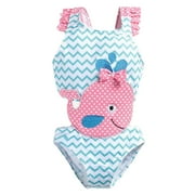 Baby Girl Swimsuits 2 Piece Cute Bathing Suit Kids Boys Bikini 3D Cartoon Sleeveless Summer Beach Swim Suit Girls' Swimwear Light Blue Size 12-18 Months